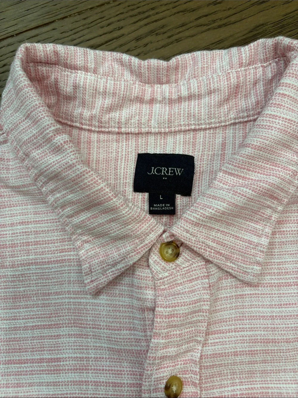 J. Crew Light Pink Short-Sleeve Button-Down Shirt Slub Dobby Shirt